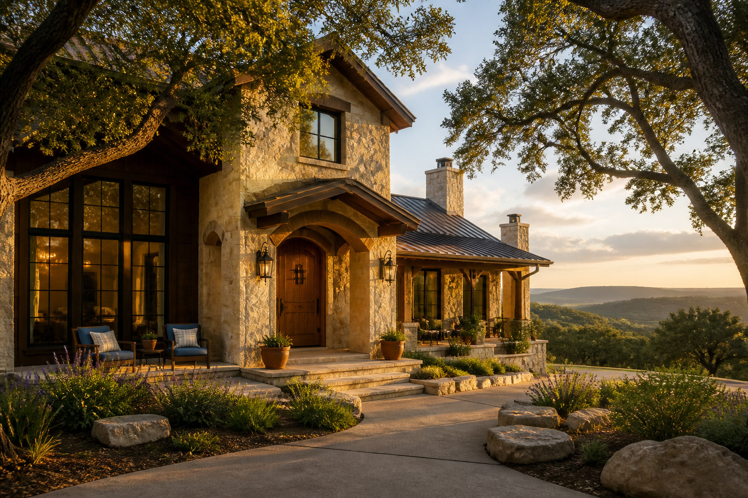 A Westlake hill country home at golden hour